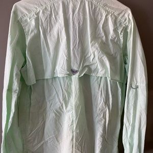 Light green button down hiking shirt